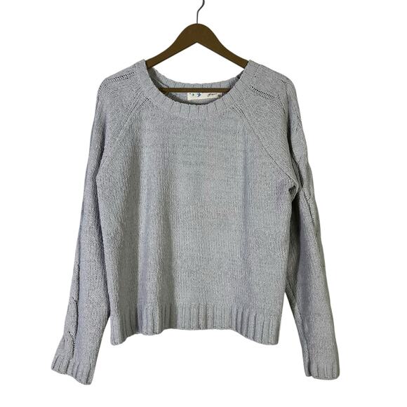 Her Entire Name Says Grace Knit Sweater Womens L Gray Cable Sleeve Cozy Soft - Picture 2 of 6